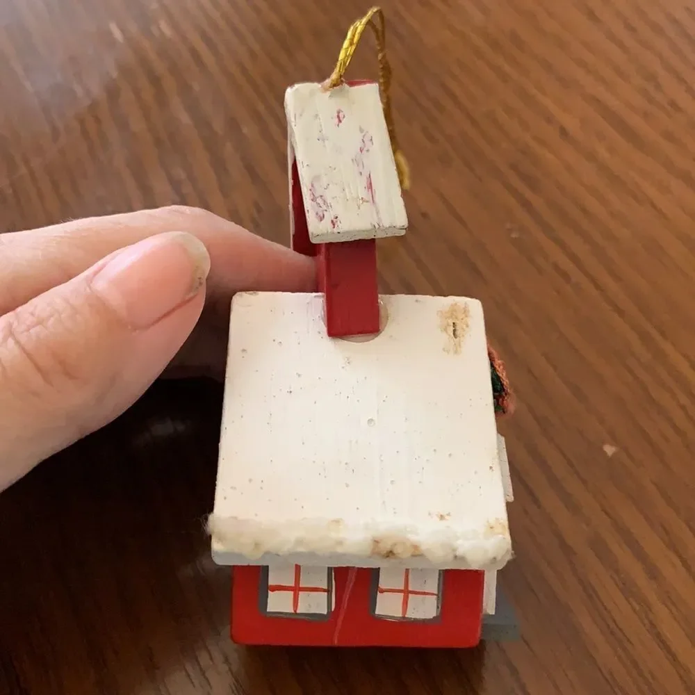 Vtg Kurt Adler wooden schoolhouse ornament‎